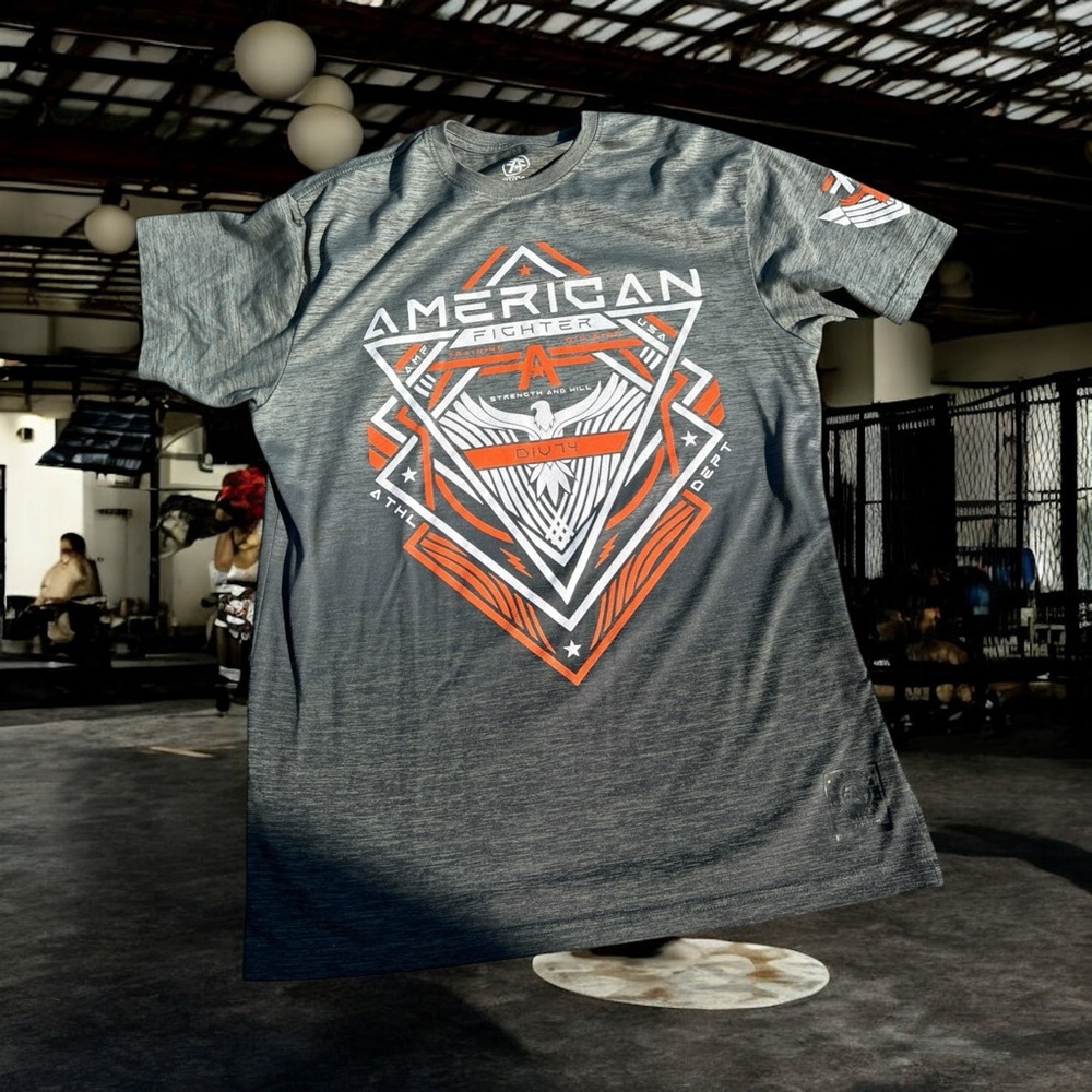 American Fighter Charcoal and Orange Gradient Graphic Tee